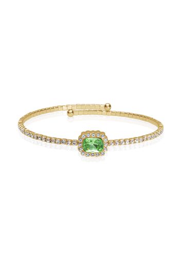 Bangle in acciaio dorato e strass con gemma verde per Donna