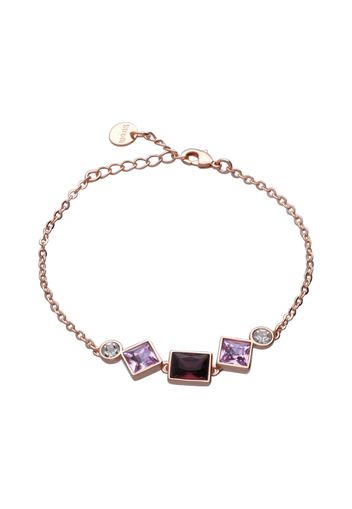 Bracciale con pietre sui toni del viola in metallo rosato per Donna