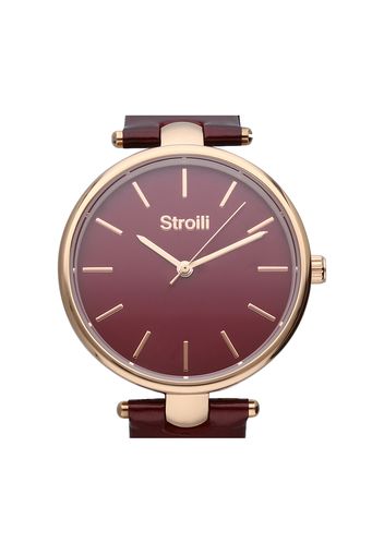 Orologio solo tempo con cinturino in pelle color ciliegia, cassa oro per Donna