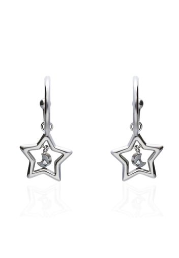 Orecchini a cerchio con pendente stella con strass in acciaio silver per Donna