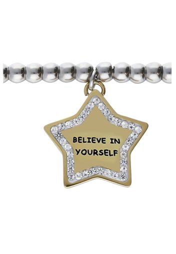 Bracciale con pendente stella Believe in yourself. in acciaio dorato e strass per Donna