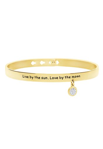 Bangle in acciaio dorato con strass Live by the sun. Love by the moon. per Donna