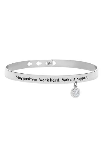 Bangle in acciaio con strass Stay positive. Work hard. Make it happen. per Donna