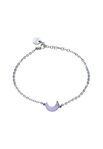 Bracciale con luna lilla in acciaio e strass per Donna