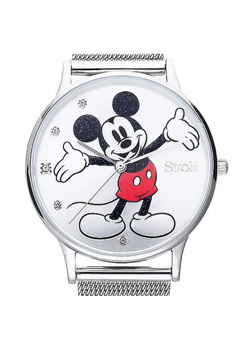 Stroili, Orologio solo tempo con cinturino maglia milanese e cassa in  acciaio silver, quadrante con Topolino con glitter e strass per Donna