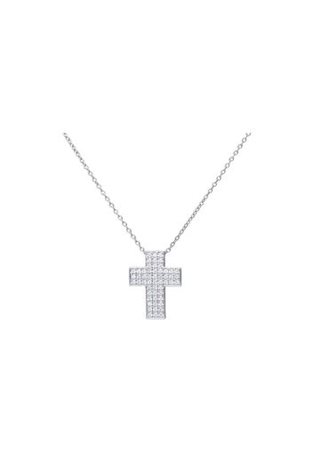 Girocollo in argento con pendente croce con pavÃ© di zirconi per Donna