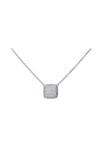 Girocollo in argento con pendente quadrato con pavÃ© di zirconi per Donna