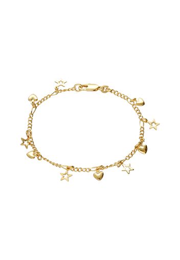 Bracciale placcato oro con cuori e stelle pendenti per Donna