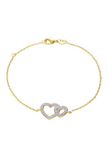 Bracciale placcato oro con cuori con zirconi per Donna