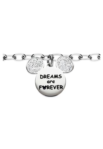 Bracciale 'DREAMS are FOREVER' in acciaio con Topolino con strass per Donna