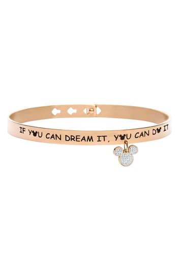 Bangle 'IF YOU CAN DREAM IT, YOU CAN DO IT' in acciaio rosato con Topolino con strass per Donna