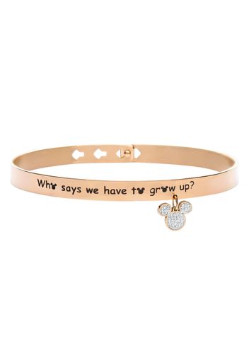 Bangle 'Who says we have to grow up?' in acciaio rosato con Topolino con strass per Donna