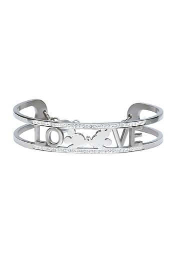 Bangle 'Love' in acciaio e strass con Minni e Topolino per Donna