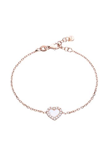 Bracciale in argento rosato con cuore in madreperla e zirconi per Donna