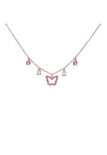 Girocollo con farfalla in argento rosato e zirconi rosa per Donna