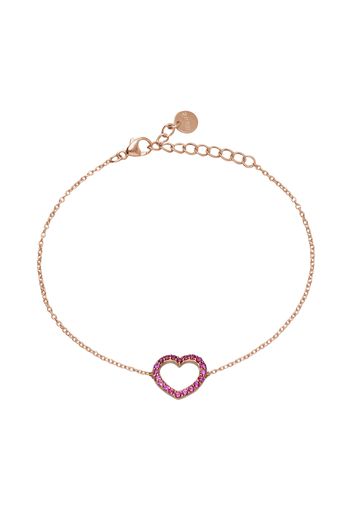 Bracciale cuore in argento rosato con zirconi rosa per Donna