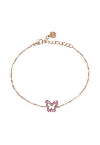 Bracciale farfalla in argento rosato con zirconi rosa per Donna