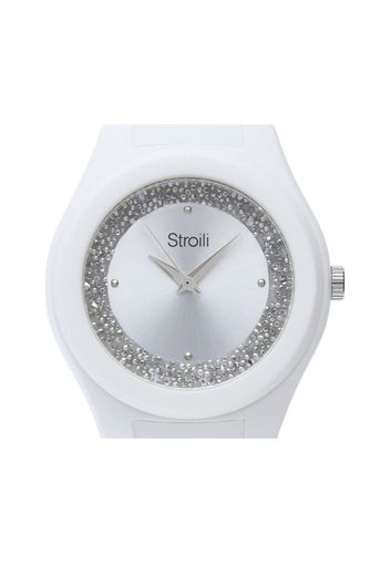 Orologio solo tempo con cinturino in silicone bianco cassa in acciaio per Donna