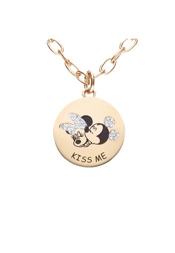 Collana in acciaio rosato 'KISS ME' con Minni e Topolino con strass per Donna