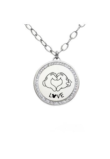 Collana in acciaio 'LOVE' con pendente con strass per Donna