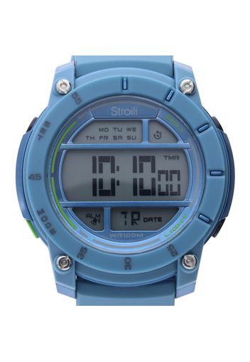 Orologio multifunzione con cinturino in silicone azzurro cassa in acciaio per Uomo