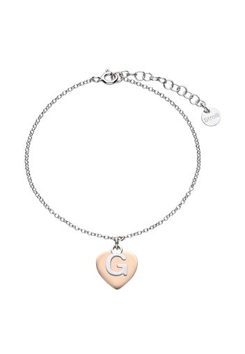 Bracciale lettera G in argento con cuore rosato per Donna