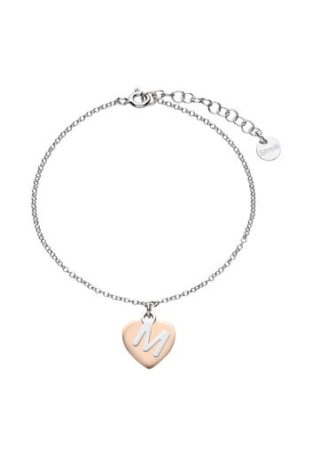 Bracciale lettera M in argento con cuore rosato per Donna