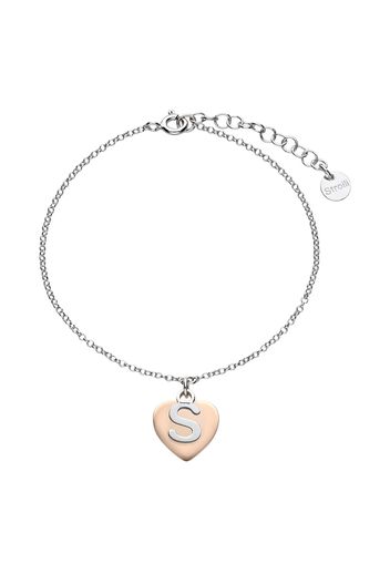 Bracciale lettera S in argento con cuore rosato per Donna