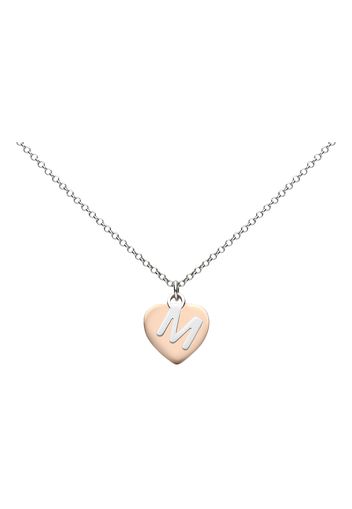 Girocollo lettera M in argento con cuore rosato per Donna