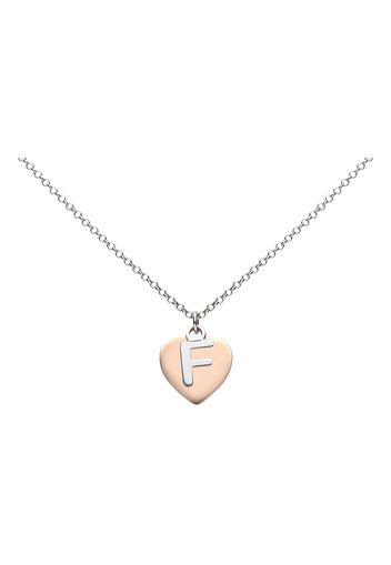 Girocollo lettera F in argento con cuore rosato per Donna