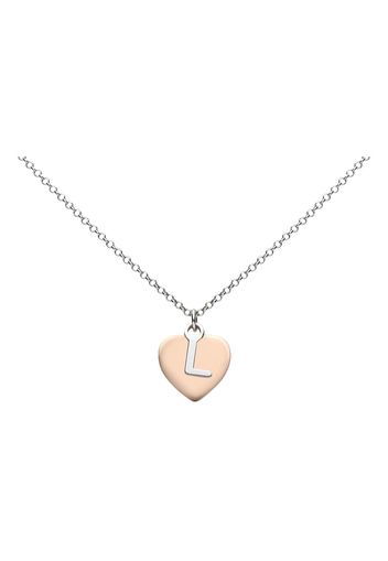 Collana Silver Collection Argento Bicolore Cuore e Lettera L per Donna