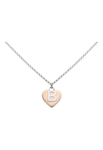 Girocollo lettera B in argento con cuore rosato per Donna