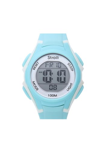 Orologio multifunzione con cinturino in silicone azzurro cassa in acciaio per Donna