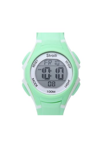 Orologio multifunzione con cinturino in silicone verde cassa in acciaio per Donna