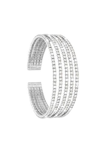 Bracciale rigido multifilo in metallo rodiato con strass per Donna