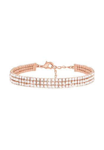 Bracciale multifilo in metallo rosato con strass per Donna