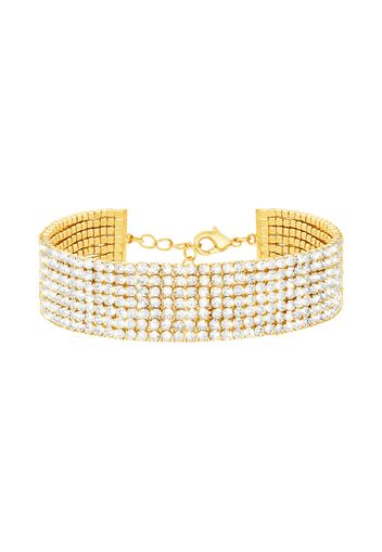 Bracciale multifilo largo in metallo dorato con strass per Donna