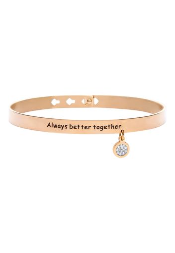 Bracciale rigido in acciaio rosato âAlways better togetherâ con pendente con strass per Donna