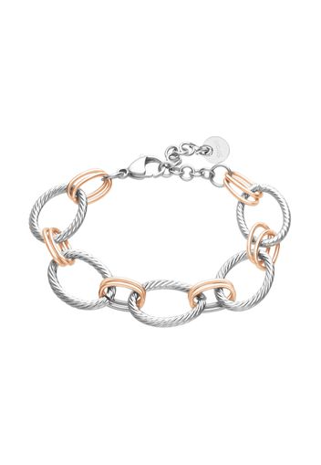 Bracciale in acciaio bicolore a maglie larghe per Donna