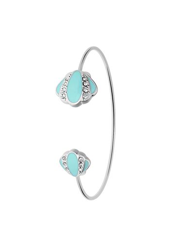 Bracciale rigido in acciaio con conchiglia turchese con strass per Donna