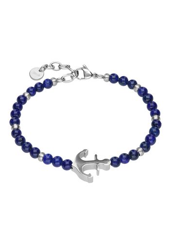 Bracciale in acciaio con pietre blu e ancora per Uomo