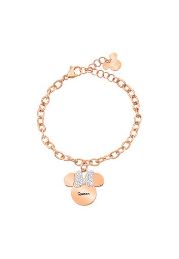 Bracciale in acciaio rosato e strass âQueenâ con Minni da donna per Donna