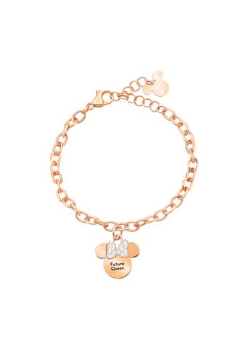 Bracciale in acciaio rosato e strass âFuture Queenâ con Minni da bimba per Bimbi