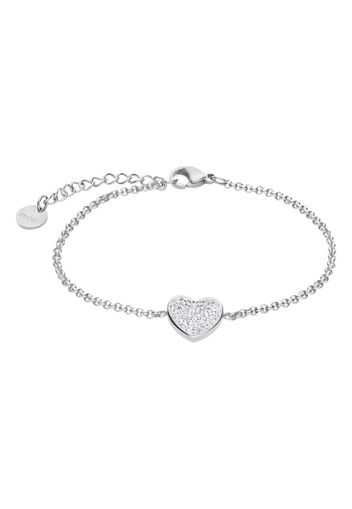 Bracciale in acciaio con ciondolo cuore e strass per Donna