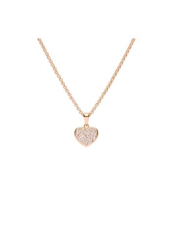 Collana in acciaio rosato con ciondolo forma cuore e strass per Donna