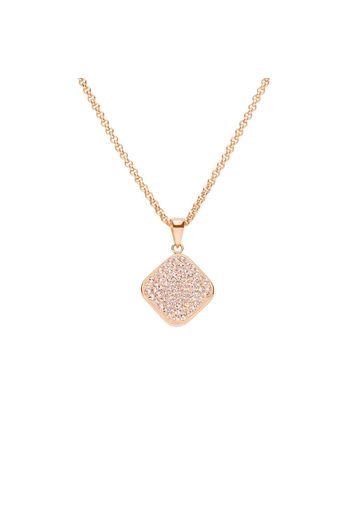 Collana in acciaio rosato con ciondolo forma rombo e strass per Donna