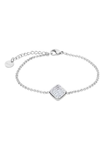 Bracciale in acciaio con ciondolo forma rombo e strass per Donna