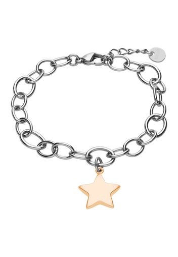 Bracciale in acciaio bicolore con ciondolo stella per Donna