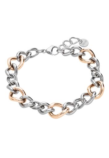 Bracciale in acciaio bicolore maglia groumette per Donna