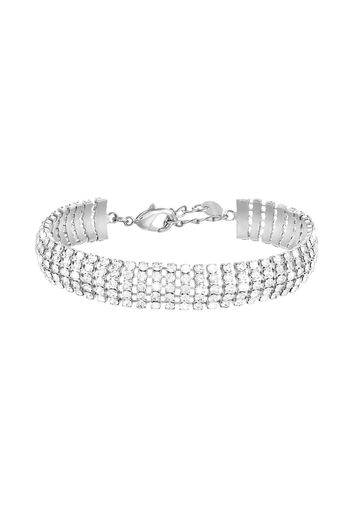 Bracciale rodiato e strass multifilo per Donna